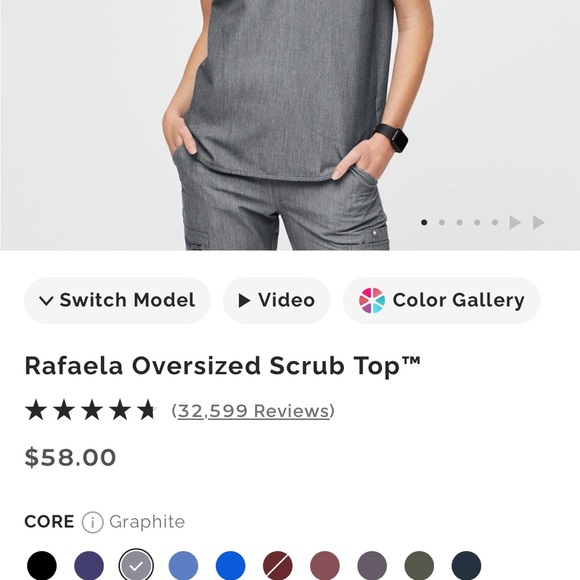 Figs Other - FIGS Rafaela Oversized Scrub Top in Graphite Gray